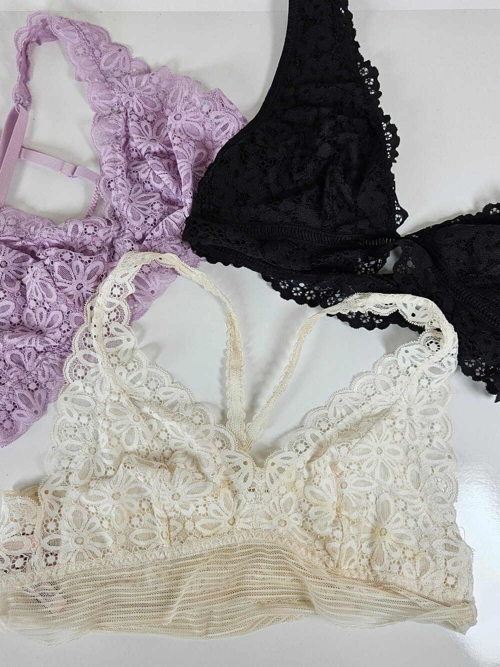 Victoria's Secret Lace Bralette 3-Piece Floral Women's Size Large